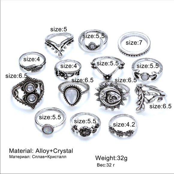 NEW! 14 Piece Boho Midi Knuckle Rings Set - Picture 5 of 6